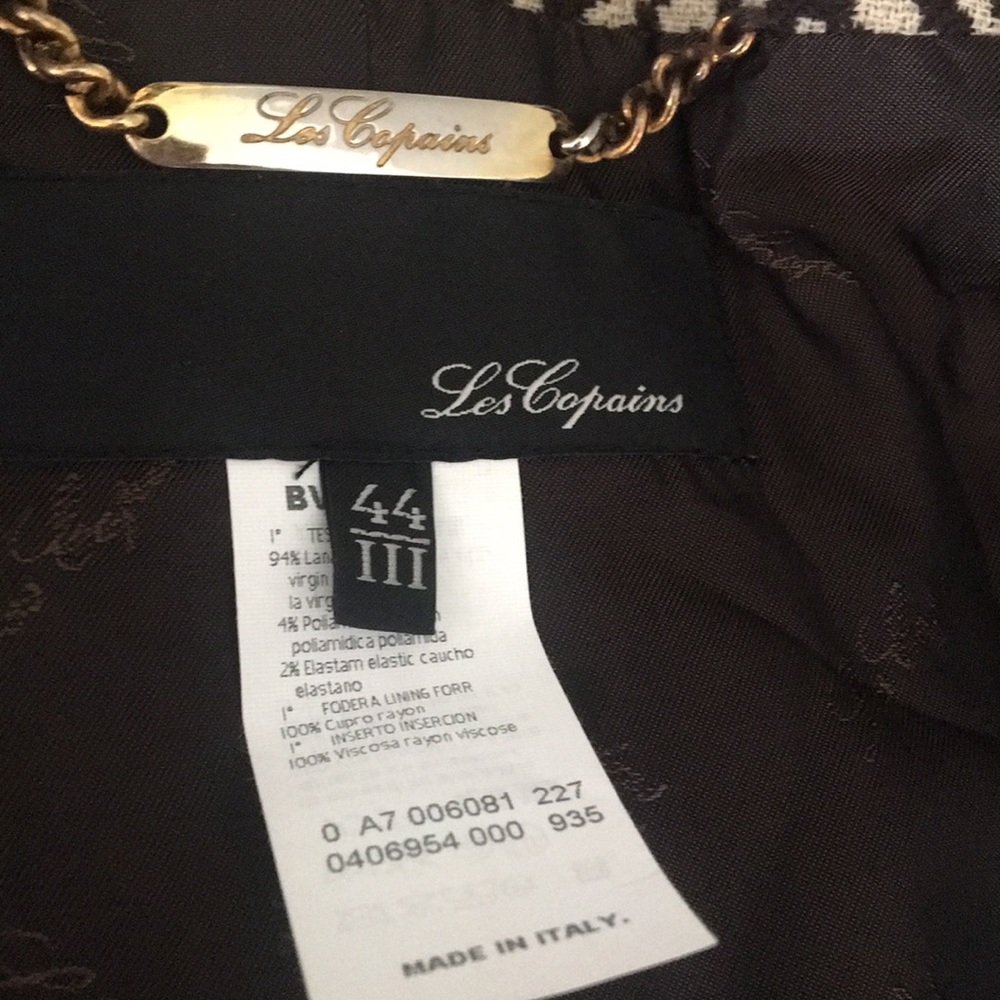Les Copains Gorgeous NWT Size 4 Zip Jacket Chocolate & Ivory Animal Print Jacket - Picture 5 of 8